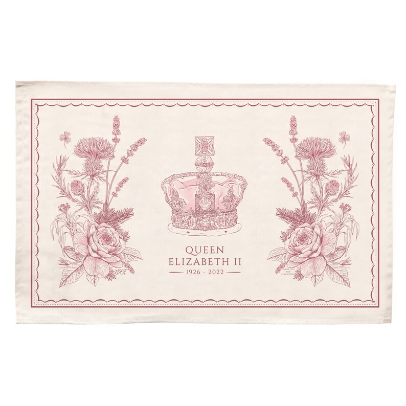 Queen's Commemorative Tea Towel, Cotton Tea Towel, Cotton Kitchen Towel, Cotton Dish Towel, Handmade in UK image 3