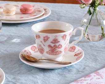 Afternoon Tea Cup and Saucer, Hand Crafted in UK, Fine Bone China Cup and Saucer, Ceramic Cup and Saucer