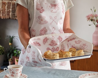 Afternoon Tea Double Oven Glove, Cooking gloves, Insulated Cotton, Kitchen gloves, Oven glove, Pot Holder