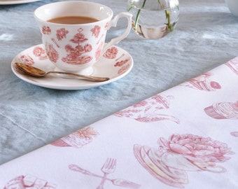 Afternoon Tea Tea Towel, Cotton Tea Towel, Cotton Kitchen Towel, Cotton Dish Towel