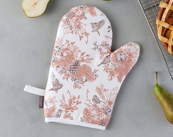 Autumn Garden Oven Mitt, Handmade in Britain, Cooking Gloves, Insulated Cotton, Kitchen Glove, Oven Glove, Pot Holder