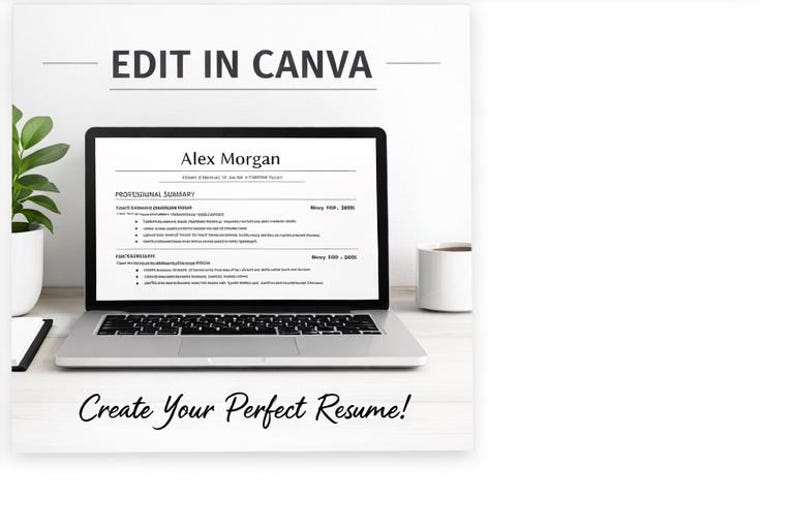 ATS Resume Template Canva Editable, Modern Professional CV for Fresh ...