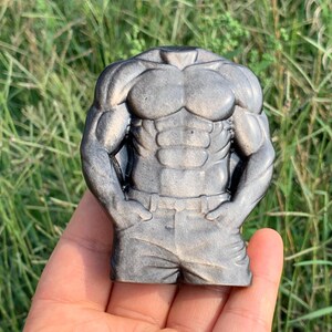 3,2 ''+ cristal de quartz d'obsidienne en argent naturel, modèle masculin en cristal sculpté à la main, modèle de crâne, cadeaux en cristal 1 pc