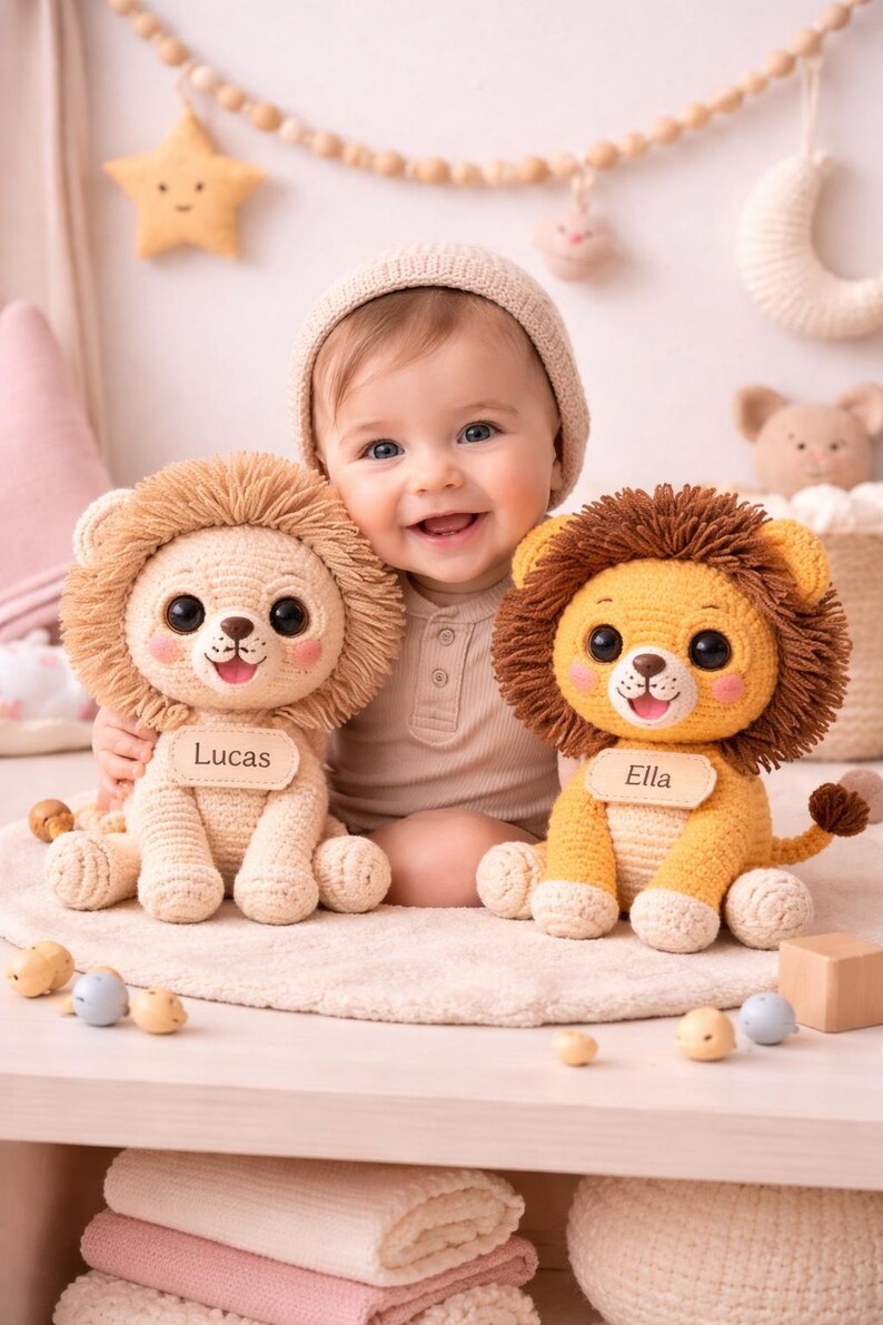 Baby Lion Amigurumi Crochet Pattern PDF, Cute Safari Nursery Decor ...
