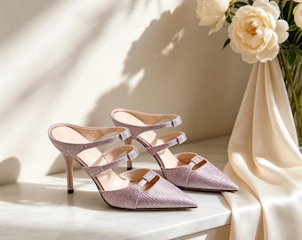 Kundenspezifische Einlagen, Rosa Strass Schnalle Mule Heels Braut Hochzeit Stilettos