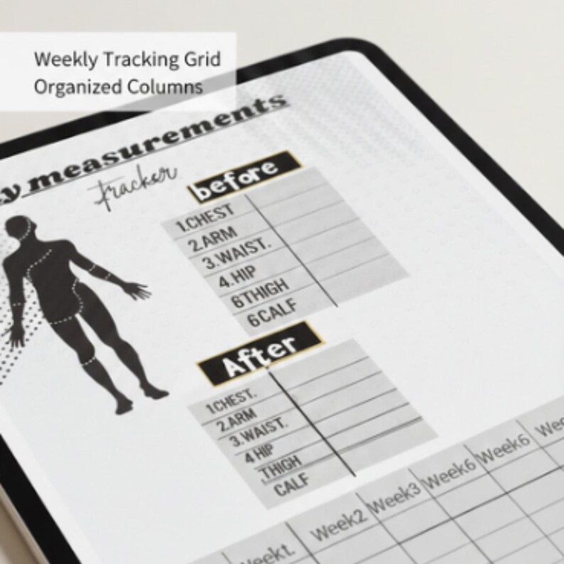 Printable Body Measurements Tracker | Fitness Journal Planner | Workout ...