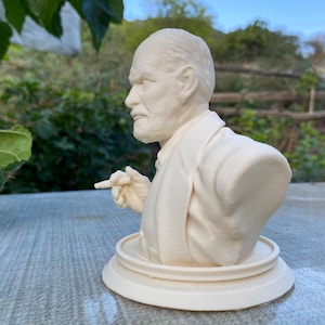 Sigmund Freud Bust Statue - Psychology Desk Decor - 3D Printed Intellectual Ornament - Psychoanalysis Gift - Therapist Office image 3