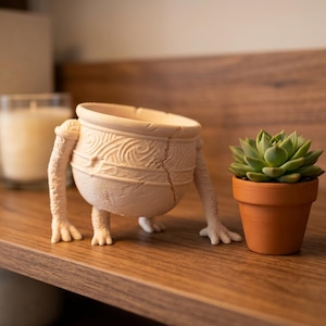 Living Pot Creature Planter, Warrior Jar Desk Container (3D Printed)
