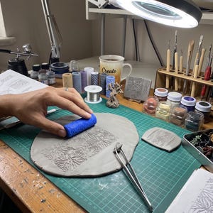 Polymer Clay Texture Roller, 3D Printed Leaf Branch Miniature Terrain Stamp