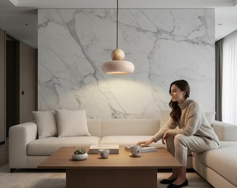 Lámpara colgante vintage / Lámpara de piedra amarilla natural / Lámpara de techo hecha a mano, para dormitorio o sala de estar.