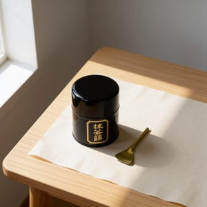 Black Tin Matcha Sifter with Fine Mesh, Furui Canister for Lump-Free Matcha