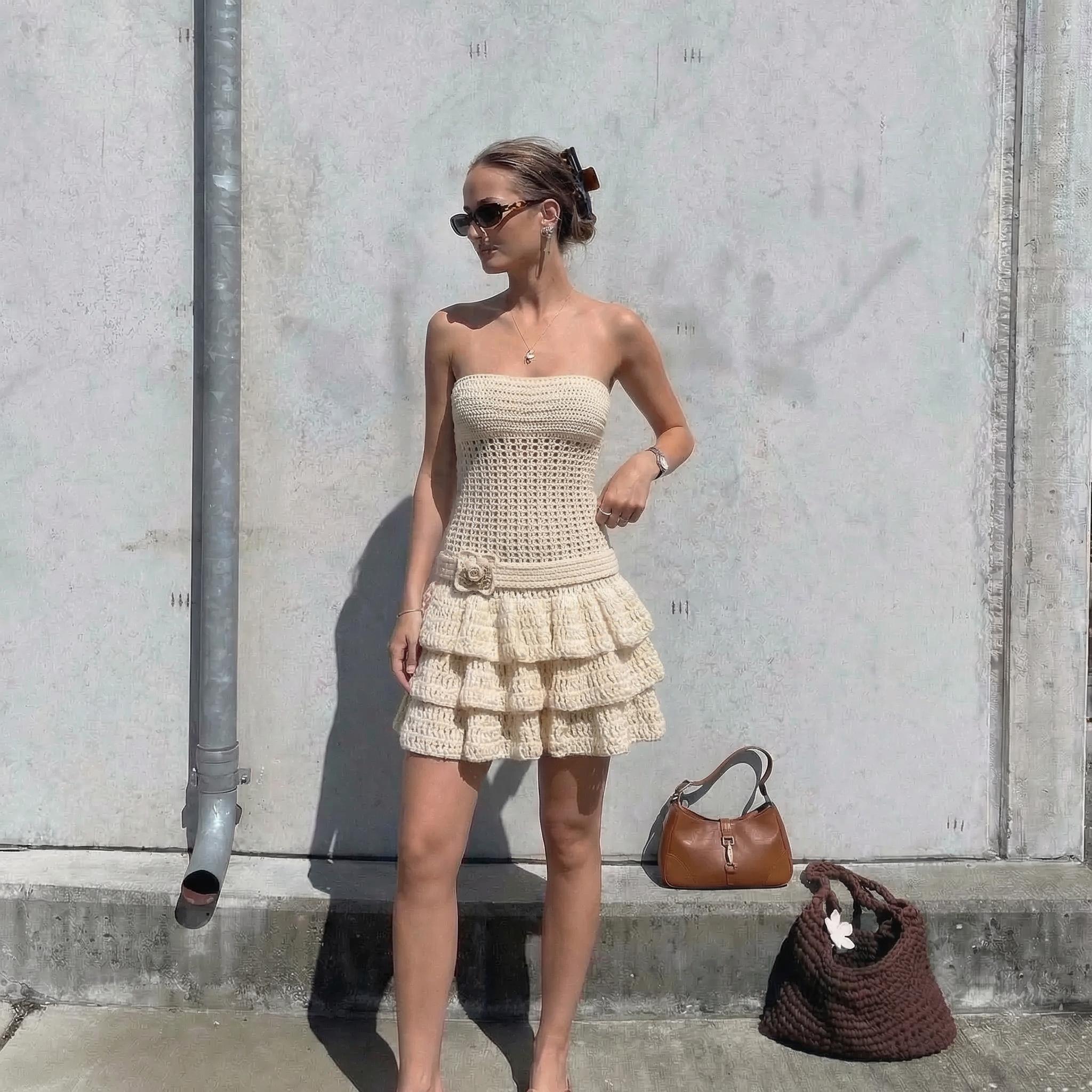 white christmas dresses Women's Know Your Worth Strapless Crochet Midi Dress in White