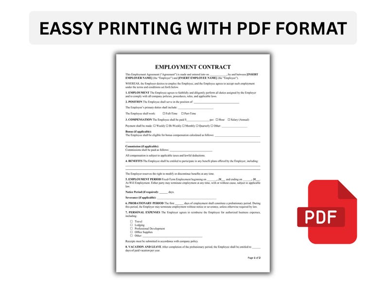 Editable Employment Contract Agreement Template (PDF, Word, Google Docs ...