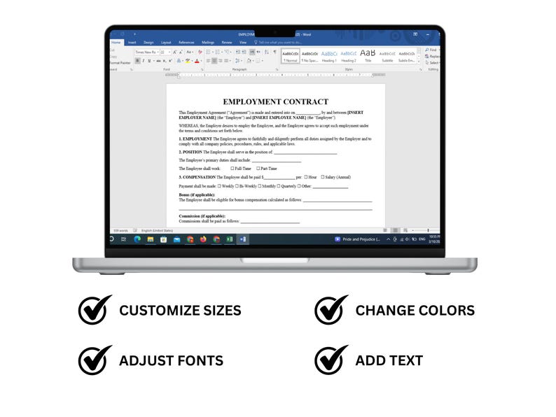 Editable Employment Contract Agreement Template (PDF, Word, Google Docs ...