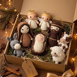 Patrón de crochet para pesebre hecho a mano / nacimiento amigurumi / Escena navideña amigurumi (Guía en PDF)