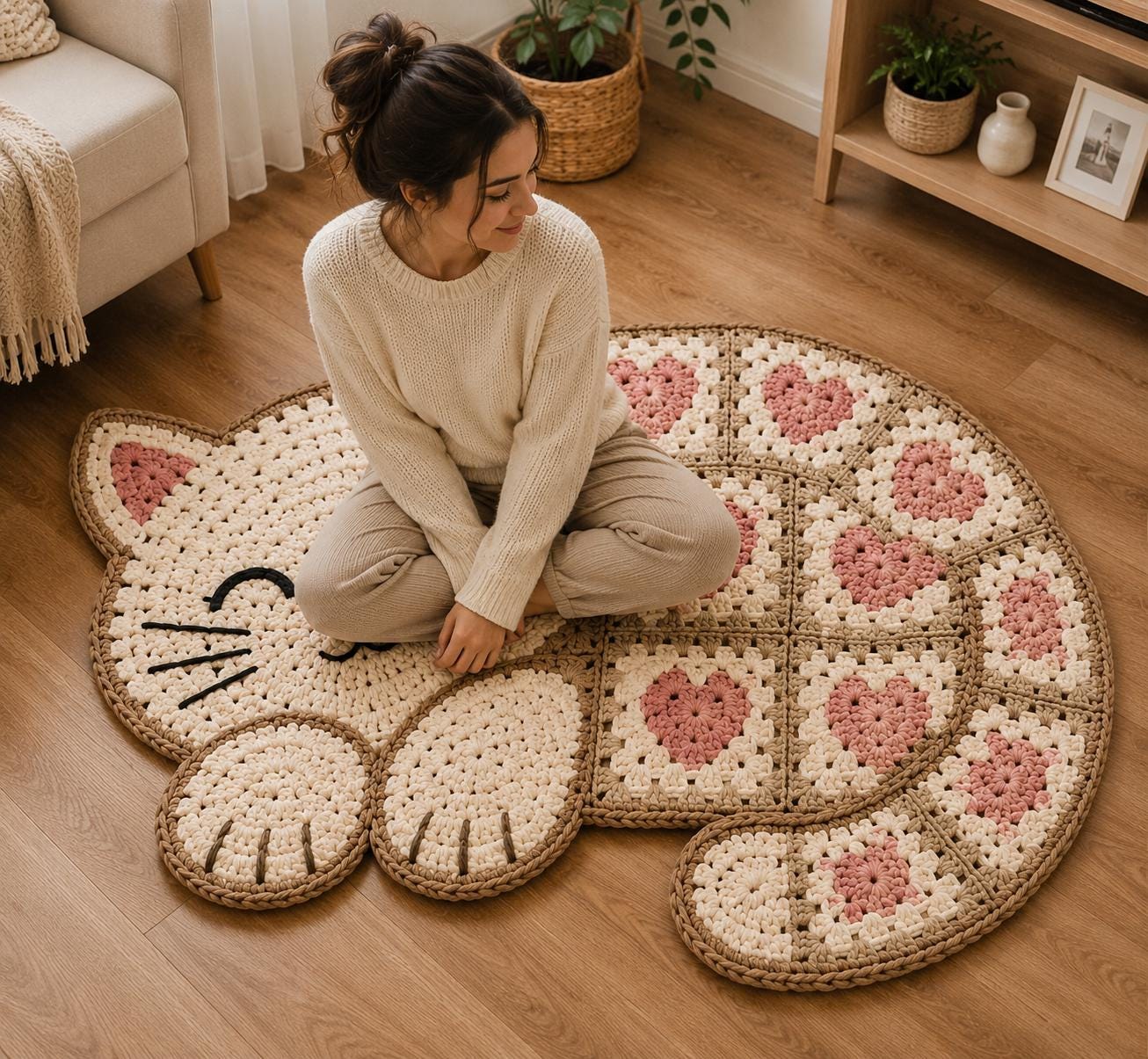かぎ針編みのフロアラグ - Etsy 日本