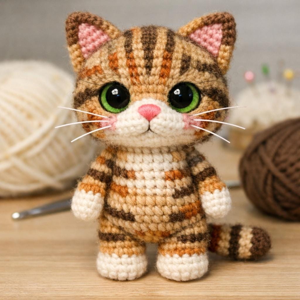 Crochet Tabby Cat Pattern | Realistic Amigurumi Kitten Plushie (PDF ...
