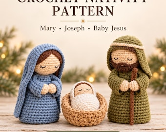 Patrón de Natividad a crochet en PDF, María, José y el Niño Jesús Amigurumi (Descarga digital)