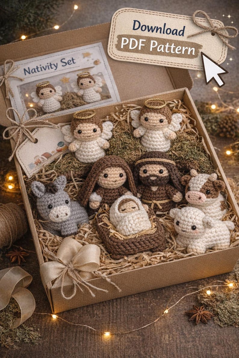 Handmade Nativity Set Crochet Pattern: Amigurumi Christmas Scene (PDF ...