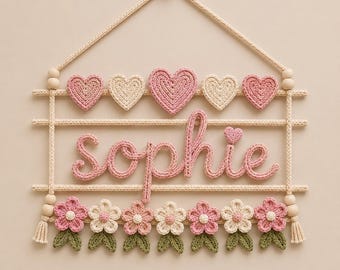 Patrón personalizado para colgar en la pared a crochet con tu nombre, decoración para la habitación del bebé (patrón en PDF)
