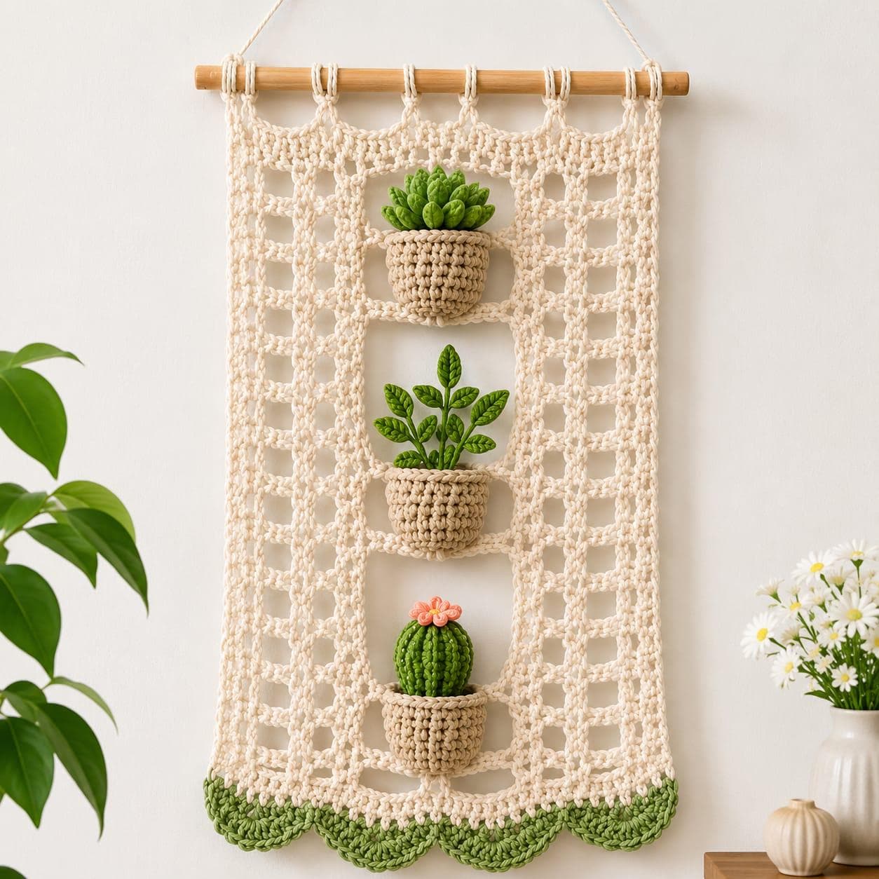 38 Hanging Plant Crochet Patterns to Brighten Your Home and Car Decor 25 Crochet Plant Wall Hanging