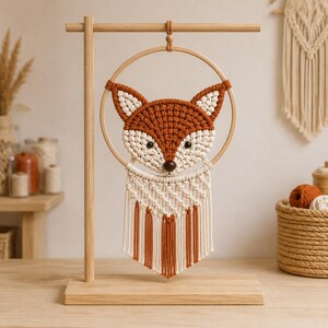 Macrame Fox Wall Hanging Pattern, Woodland Animal Hoop Art (PDF)