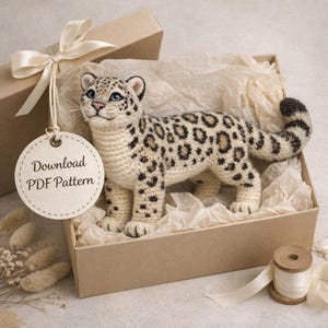 Patrón de leopardo de las nieves a crochet/ Tigre a crochet/ Amigurumi realista hecho a mano (Guía en PDF)