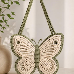 Macrame Butterfly Bag Pattern, DIY Craft Tutorial, Circular Wings & Heart Tail, Handmade Boho Purse