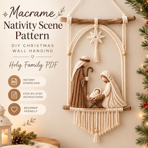 Macrame Nativity Scene Pattern, DIY Christmas Wall Hanging, Holy Family PDF, Modern Christian Decor, Handmade Bethlehem Tutorial