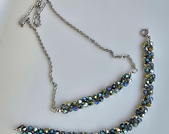 Dark Crystal Necklace and Bracelet Set