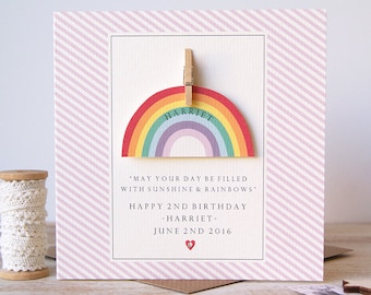 2nd Birthday Rainbow Card / Personalised Rainbow Age card / 1st Birthday Card