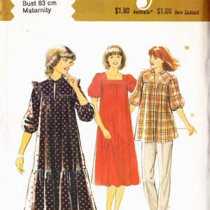 Style 2730 Robe ou haut de maternité froncé encolure carrée avec empiècement encolure fendue manches longues courtes pantalon ajustable Taille unique 10 (non coupé)