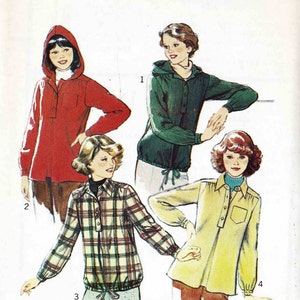 Style 2399 Girls pullover hoodie top artist shirt gathered yoke front button half placket Size 9/10 11/12 15/16 Teen uncut sewing pattern