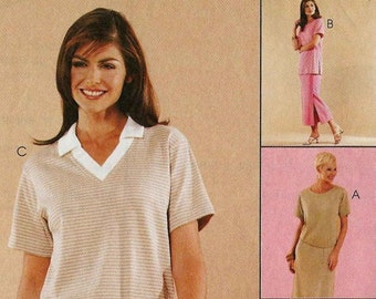 McCalls 3122 Pullover dress top and skirt pants for knits neckline sleeve variations Size S M L XL 8 to 22  Sewing with Nancy uncut pattern