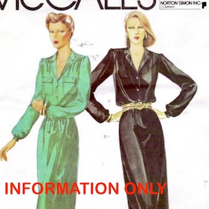 Peut inclure: Un patron de couture vintage McCall's pour une robe, mettant en scène deux mannequins portant des robes noires et vertes. Le numéro du patron est 6726 et le prix est de 2,50 $. Le patron est pour un buste de taille Miss.