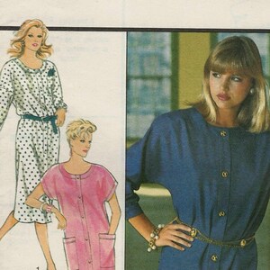 Style 4562 Loose fitting button front dress low round neckline sleeves Size 8-10-12 uncut sewing pattern