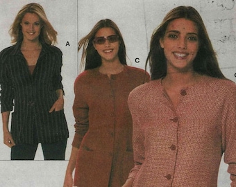 Burda 8697 Cardigan style button front shirt jacket with/out collar raglan sleeves pockets Size 10 12 14 16 18 20 22 uncut sewing pattern