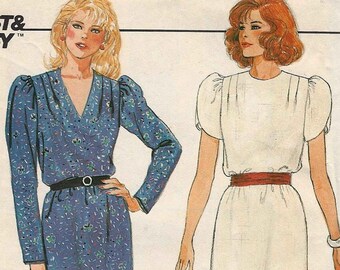 Butterick 6601 Straight dress knee length pleats to shoulders gathered head long or tulip sleeves loose fit Size 14 ff sewing pattern