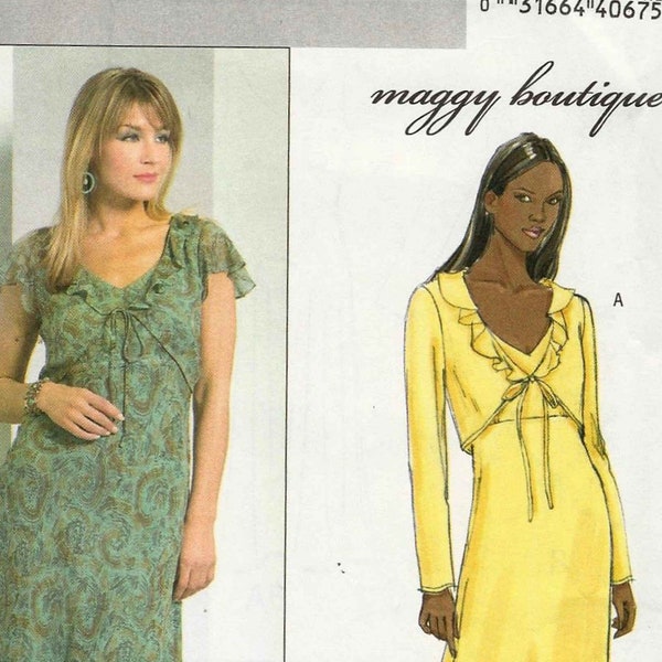 Butterick 4787 Bias dress high waist flared skirt unlined jacket bolero with sleeves Size 14-16-18-20 maggy boutique uncut sew pattern