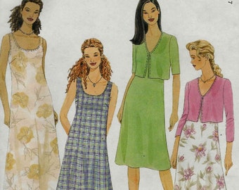 McCalls 2767 Stretch crop jacket and sleeveless dress a-line scoop neck in two lengths Size 14-16-16 uncut sewing pattern