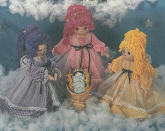 CRAFT PATTERN Simplicity 7187 Gingham Angels in 3 Sizes 10/12/14 inch with clothes Kalico Kastle uncut pattern