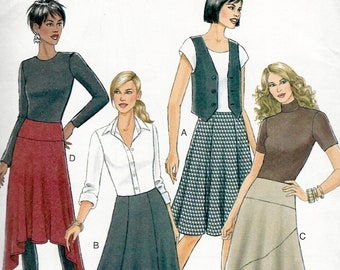 Butterick 5421 Set of skirts contour basque waist uneven hem six gore variations Size 14-16-18-20-22 uncut sewing pattern