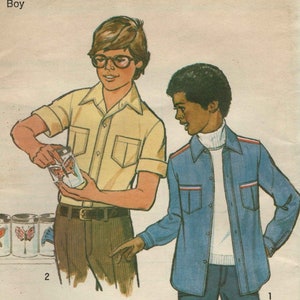 Simplicity 8549 Boy's shirt overshirt shirt jacket button down front pleat pockets collar sleeves Size 10 uncut sewing pattern