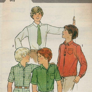 Style 2689 Boy's basic shirt back pleat or half placket pullover shirt hem variations Sizes 10 uncut sewing pattern