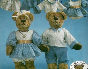 Simplicity 7473 Collector bears and clothes stuffed bear 16 inches high with dress pinafore bloomers shirt pants uncut sewing pattern