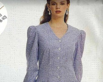 Stitch&Save 4391 Drop waist dress with button front bodice and long sleeves Size 12-14-16