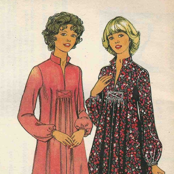 Sewing pattern Style 1407 Maternity Dress chemise muu muu or top gathered front to tab split neck mandarin collar Size 16 uncut