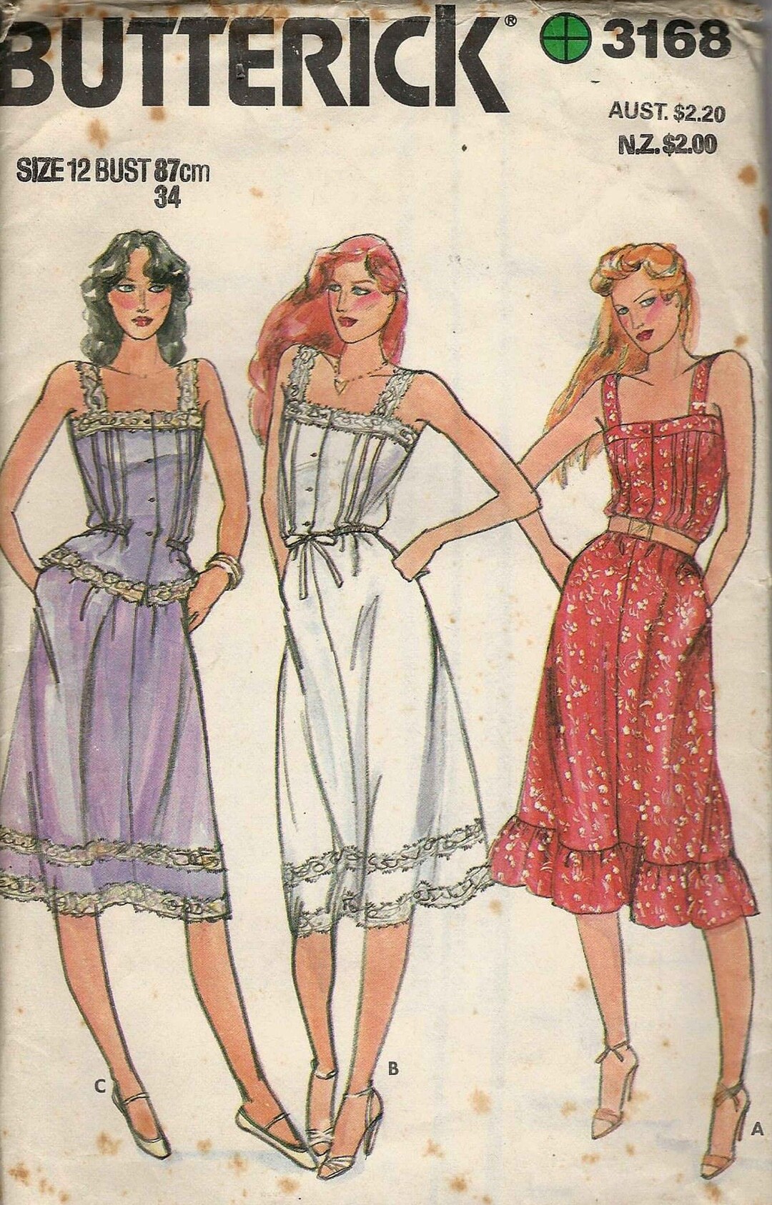 S3168 Pattern Butterick 3168 Dress or Top Fitted Bodice Top Band Wide Straps Pintucks ...