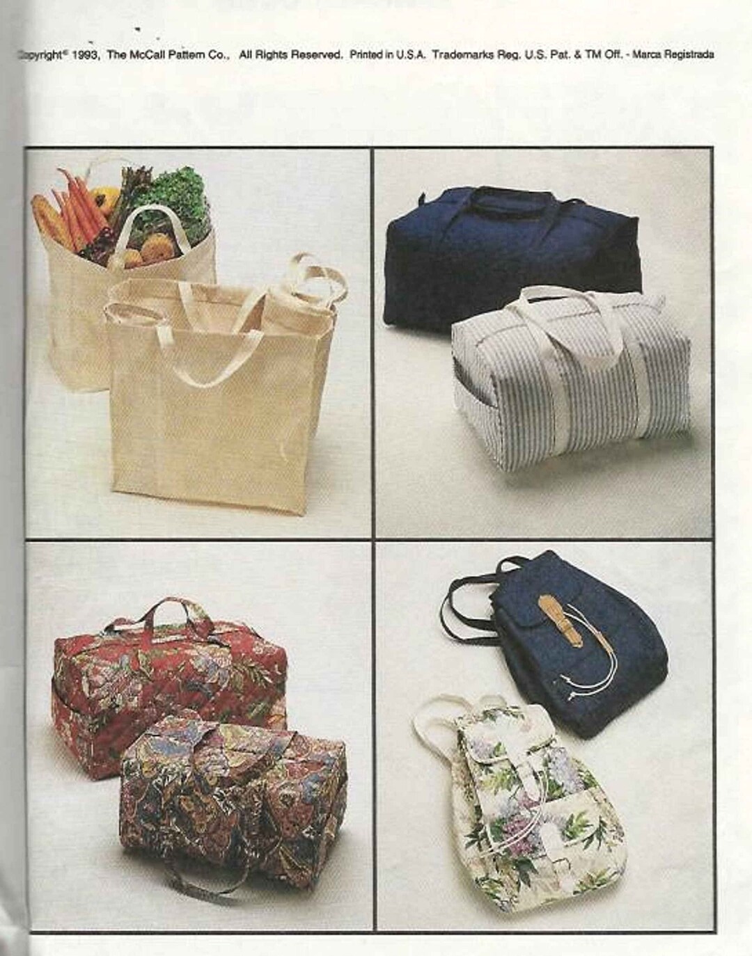 Mccalls 6320 Bags Tote Shopper Duffle Backpack Overnight Etsy