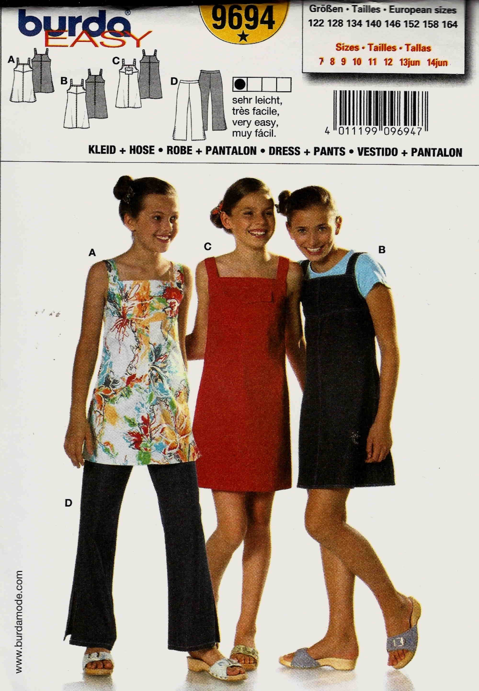 Burda 9694 Girls Jumper Pinafore Dress 